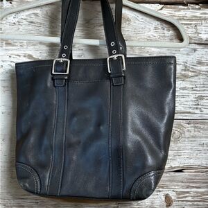 Coach Hampton F10194 Vintage Black Leather Tote Shoulder Bag